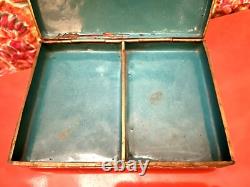 Turquoise & White Floral Vintage Cloisonné Rectangular Hinged Box