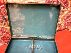 Turquoise & White Floral Vintage Cloisonné Rectangular Hinged Box