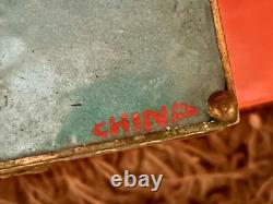 Turquoise & White Floral Vintage Cloisonné Rectangular Hinged Box