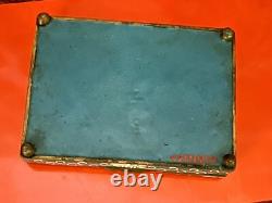 Turquoise & White Floral Vintage Cloisonné Rectangular Hinged Box