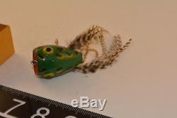 Ultra rare old wooden mac's popping frog lure in picture box published 1940's