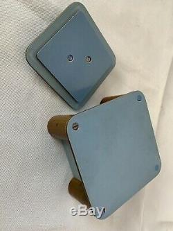 VINTAGE 1930s Art Deco bakelite jewellery trinket box blue phenolic plastic