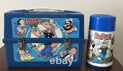 VINTAGE ALADDIN 1979 POPEYE PLASTIC LUNCH BOX And THERMOS RARE