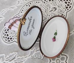 VINTAGE Chamart Limoges Peint Main Purple Butterfly Hinged Trinket Box, France