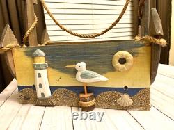 VINTAGE Nautical Anchor Large WOODEN CRATE Box Farmhouse Decor Rustic Storage