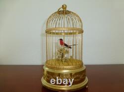 VINTAGE SWISS REUGE SINGING BIRD CAGE BIRD AUTOMATON MUSIC BOX (Watch The Video)
