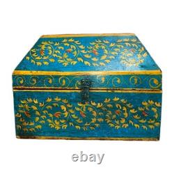 VINTAGE Set Of 3 Anglo Raj Wooden Box Hand Painted Indian Chest Trinkets 1950s