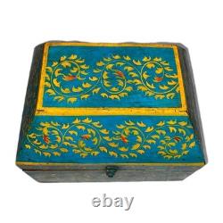 VINTAGE Set Of 3 Anglo Raj Wooden Box Hand Painted Indian Chest Trinkets 1950s