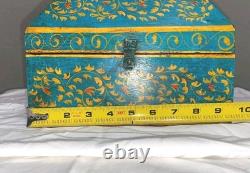 VINTAGE Set Of 3 Anglo Raj Wooden Box Hand Painted Indian Chest Trinkets 1950s