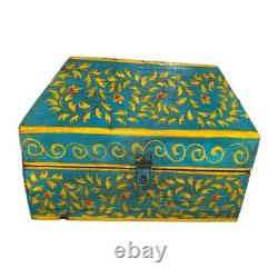 VINTAGE Set Of 3 Anglo Raj Wooden Box Hand Painted Indian Chest Trinkets 1950s