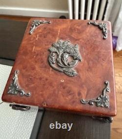 VINTAGE WOOD TRINKET BOX With STERLING SILVER & MARCASITE STONES