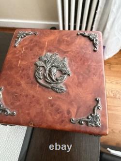 VINTAGE WOOD TRINKET BOX With STERLING SILVER & MARCASITE STONES