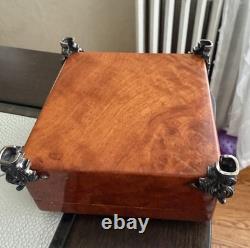 VINTAGE WOOD TRINKET BOX With STERLING SILVER & MARCASITE STONES