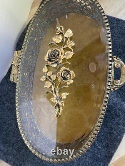 VTG 24 K Gold Plated Keepsake Jewelry Box. Oval Trinket Box