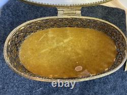 VTG 24 K Gold Plated Keepsake Jewelry Box. Oval Trinket Box