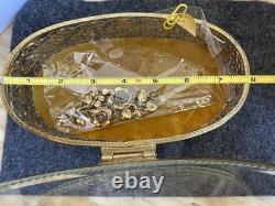 VTG 24 K Gold Plated Keepsake Jewelry Box. Oval Trinket Box