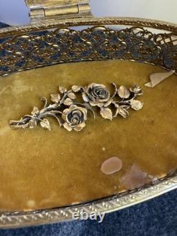 VTG 24 K Gold Plated Keepsake Jewelry Box. Oval Trinket Box