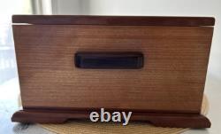VTG Handcrafted Large Jewelry Box Chest Cherry Wood Red Velvet Inlay 15.5Lx11W