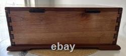 VTG Handcrafted Large Jewelry Box Chest Cherry Wood Red Velvet Inlay 15.5Lx11W