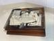 Vtg Incolay Stone & Wood Jewelry Trinket Cigar Humidor Box Dogs Playing Poker