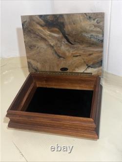 VTG INCOLAY Stone & Wood Jewelry Trinket Cigar Humidor BOX DOGS PLAYING POKER