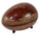 Vtg Mcm Leather Wrapped Wooden Brown Egg Box Tooled Gold Accent Made In Italy