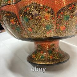 VTG unique handcrafted Kashmiri papier-mâché pumpkin-shaped lidded box