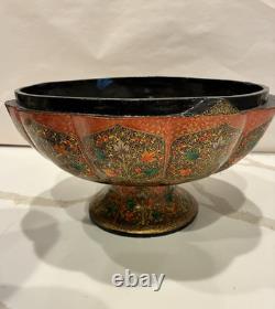 VTG unique handcrafted Kashmiri papier-mâché pumpkin-shaped lidded box