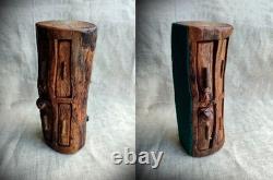 Very OLD Vintage Hand Carved Wood 4 Drawer Trinket Jewelry Box American Rustics