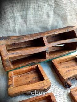 Very OLD Vintage Hand Carved Wood 4 Drawer Trinket Jewelry Box American Rustics
