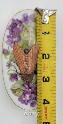 Very Rare Limoges JP France Vintage Trinket Box With Raised Cicada Finial Lid