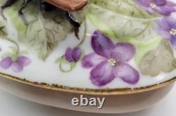 Very Rare Limoges JP France Vintage Trinket Box With Raised Cicada Finial Lid