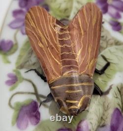 Very Rare Limoges JP France Vintage Trinket Box With Raised Cicada Finial Lid