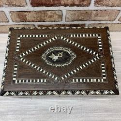 Victorian Portable Writing Desk Campaign Box Marquetry Shell Inlay Antique