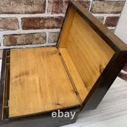 Victorian Portable Writing Desk Campaign Box Marquetry Shell Inlay Antique