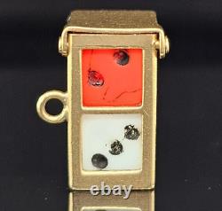 Vintage 14K Gold LUCKY DICE IN CAGE BOX Charm Pendant OPENS