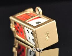 Vintage 14K Gold LUCKY DICE IN CAGE BOX Charm Pendant OPENS