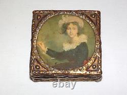 Vintage 1800s Victorian Lady Wood Box