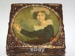 Vintage 1800s Victorian Lady Wood Box