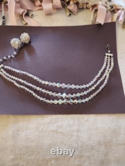 Vintage 1950s Evyan Parfums Crystal Jewelry Set with Lace Hat Box Family