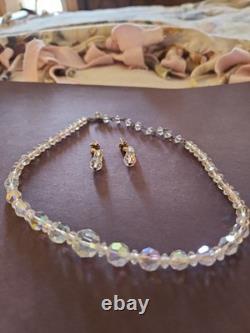 Vintage 1950s Evyan Parfums Crystal Jewelry Set with Lace Hat Box Family