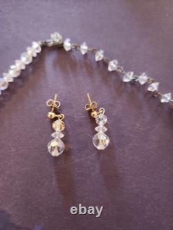 Vintage 1950s Evyan Parfums Crystal Jewelry Set with Lace Hat Box Family