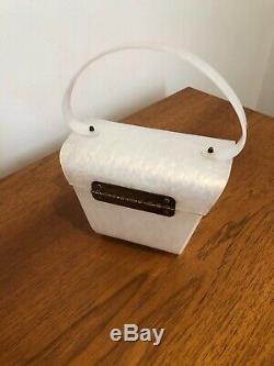 Vintage 1950s Small White Lucite Plastic Box Bag Cheney England Stunning Retro