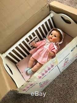 Vintage 1958 American Character 16 Tiny Tears Baby Doll Cradle IN Box RARE Crib