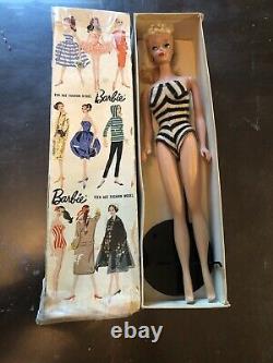 Vintage 1959 Barbie Blonde Ponytail #4 with Original Box and Stand