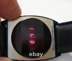 Vintage 1970 Texas Instruments RED LED'ANY TIME' watch, original, New in Box