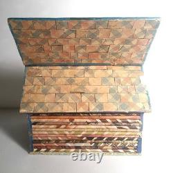 Vintage 1973 Folk Art Log Cabin Wood Box MCM Decoupage Jewelry Chest Tramp Mod