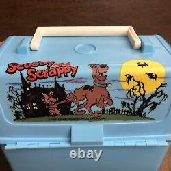 Vintage 1980 Flintstones And Scooby-Doo Plastic Lunch Box With Thermos Rare HTF