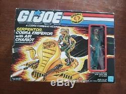Vintage 1985 GI Joe Serpentor Cobra Emperor with Air Chariot Sealed in Open Box
