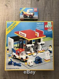 Vintage 1986 LEGO 6378 Shell Service Station Plus LEGO 6628 Shell Tow Truck New
